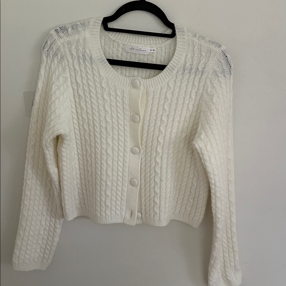 All in Favor Cream cable Knit Cardigan